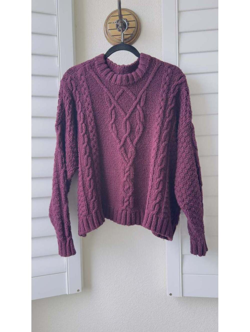 Aerie Chunky Cable Knit Mock Neck Pullover Sweater - Size M